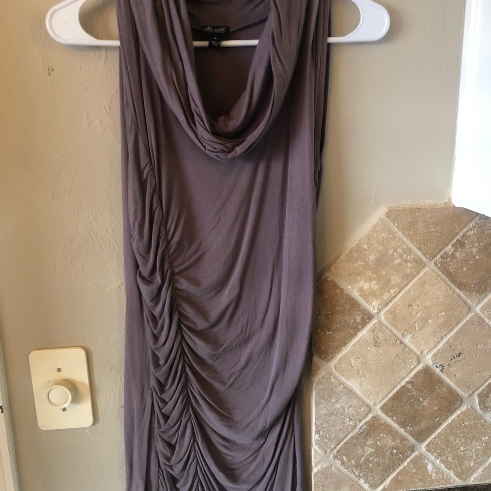 Cowl Neck Ruched Side Tank Dress/Top